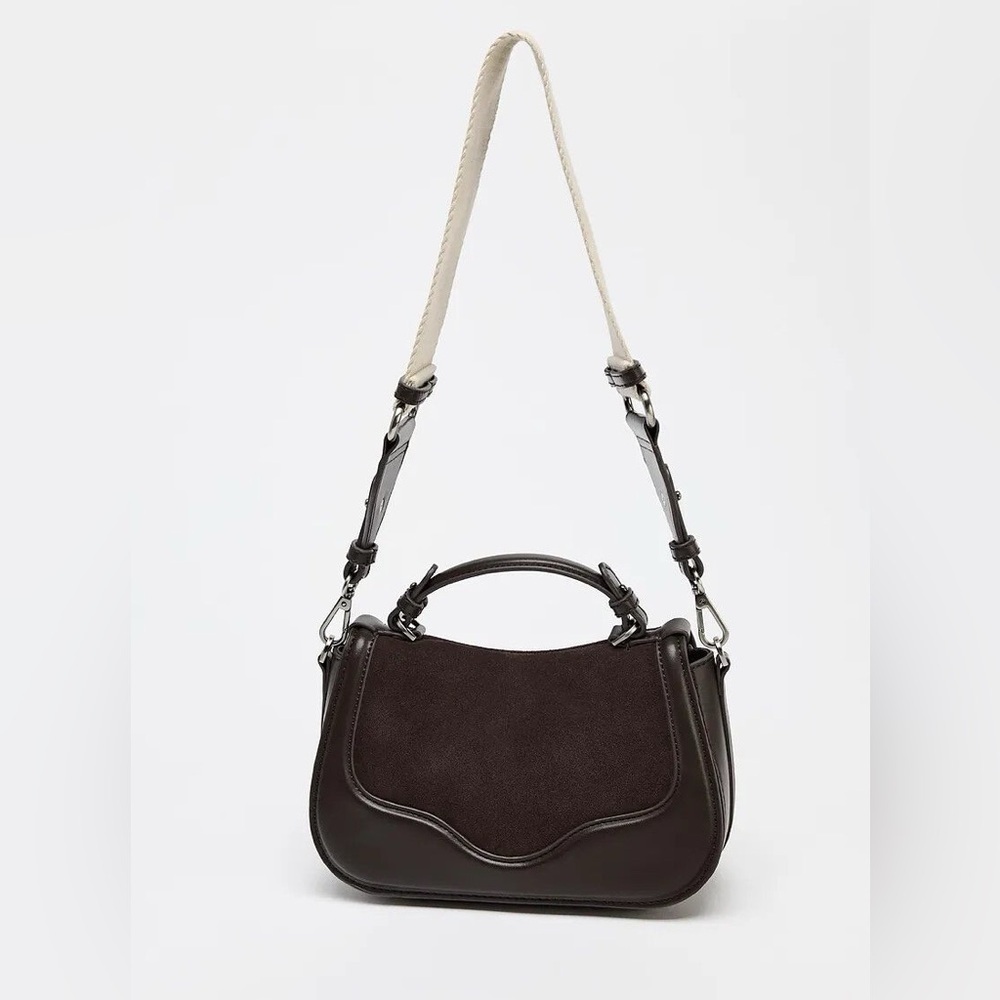 Zara Elegant Brown Cow Smooth Leather Shoulder Bag Handbag